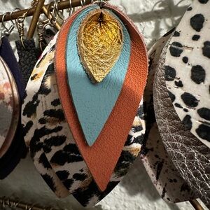 Multicolor Layered Leather Earrings